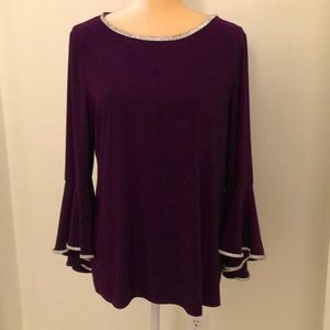 Prelude Women’s Top XL  Rhinestones on neckline & sleeves
